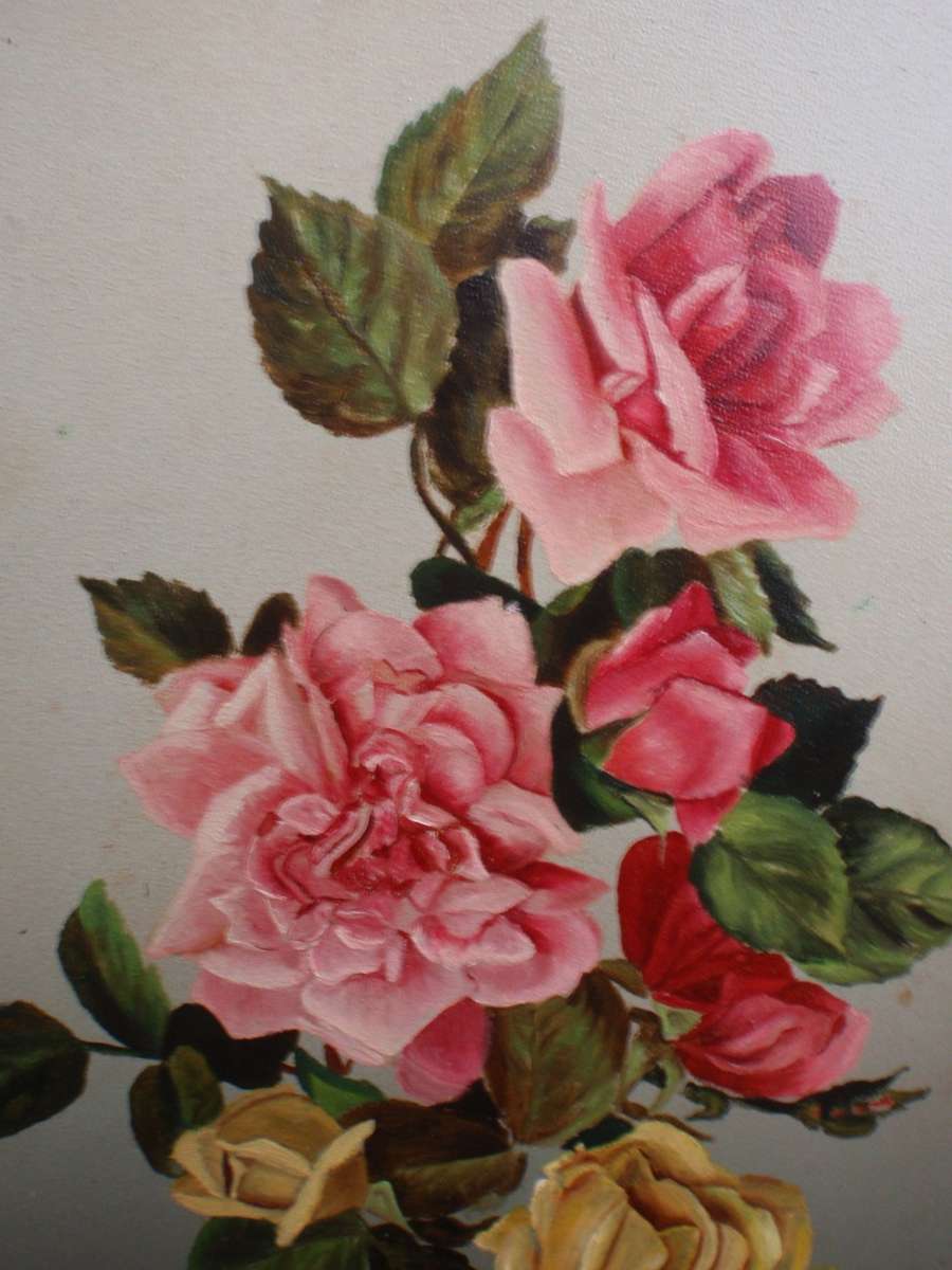 Vintage original oil.  Beautiful Roses. Gorgeous old piece