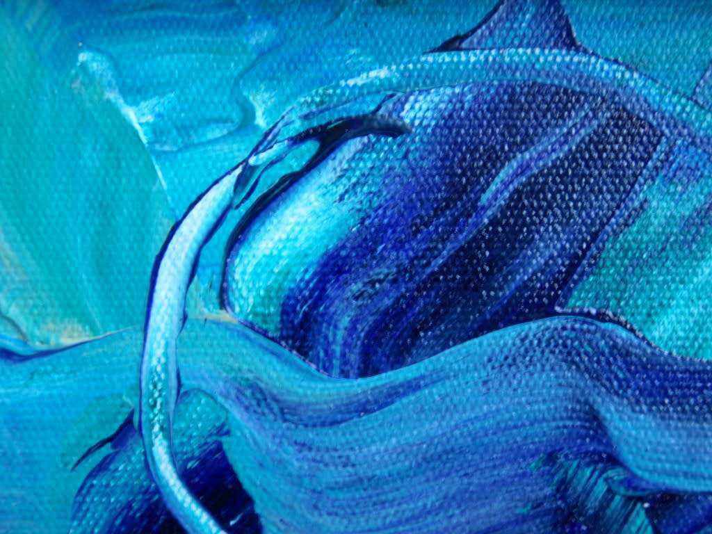 Fabulous original abstract Arlene McDade - `Aqua` oil on canvas. Well below gallery price.