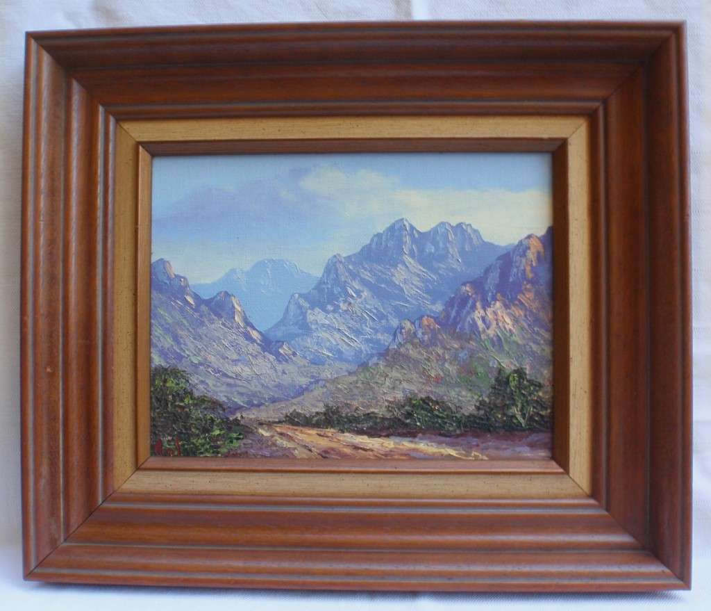 Vintage original oil Adriaan van der Linde. Swartberg Mountains Range. Well framed