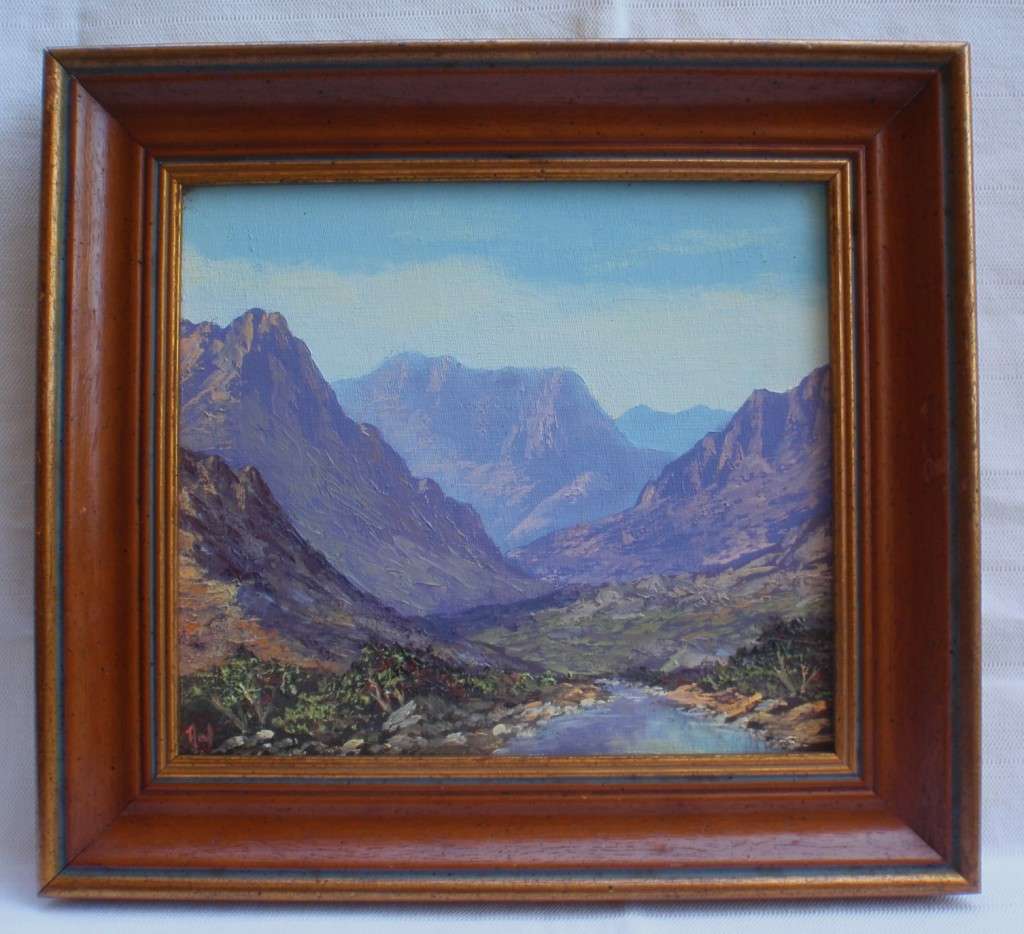 Vintage: Classic original oil painting by Adriaan van der Linde. Swartberg Mountain Range.