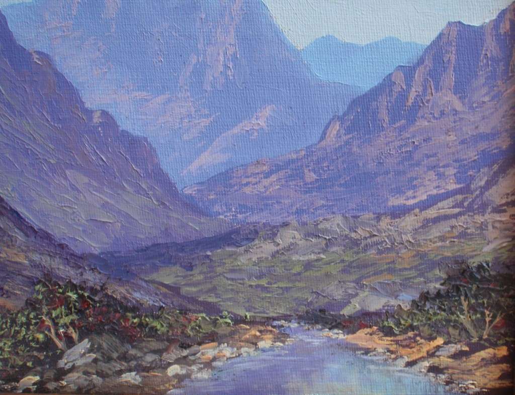 Vintage: Classic original oil painting by Adriaan van der Linde. Swartberg Mountain Range.