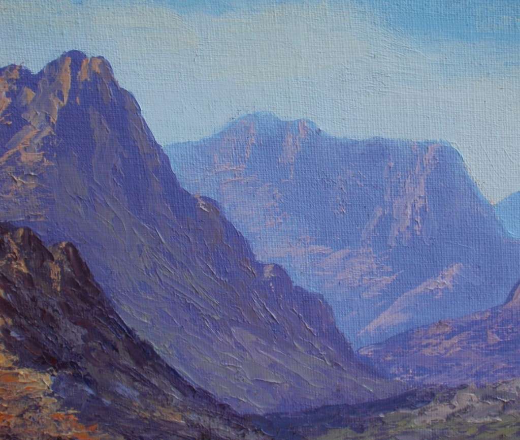 Vintage: Classic original oil painting by Adriaan van der Linde. Swartberg Mountain Range.