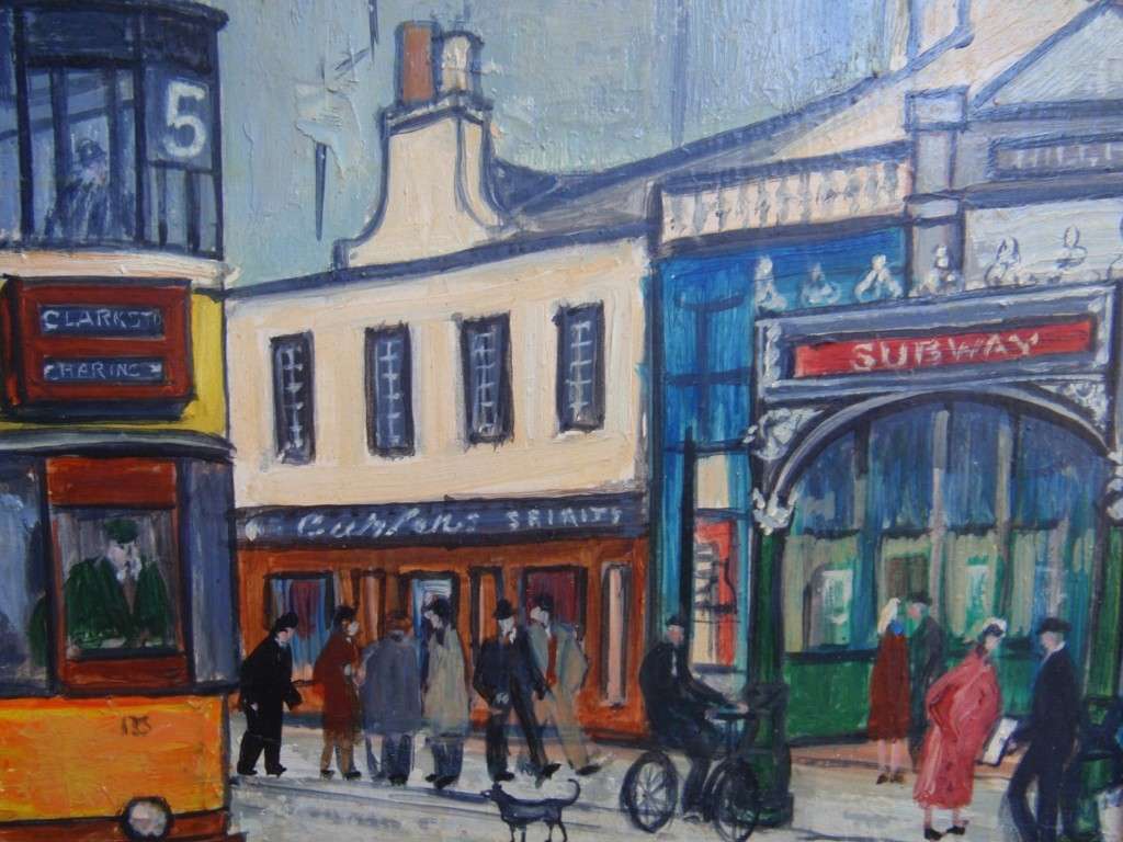 Original Betty Stirling 2015-1985 Collectible British artist - Quirky London street scene.