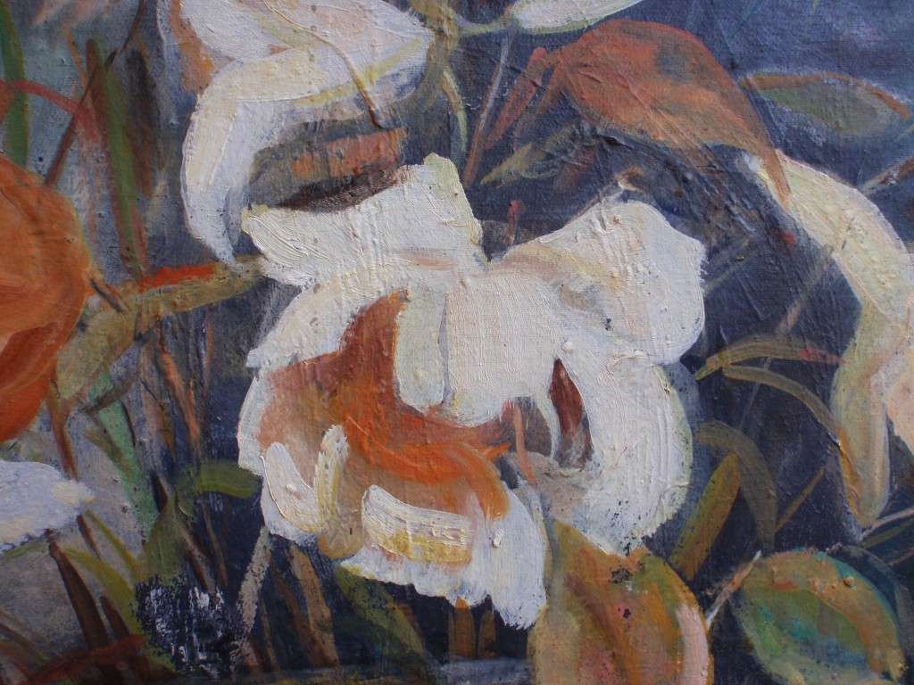 Beautiful statement piece - stunning large impressionist still life. Original oil on canvas.