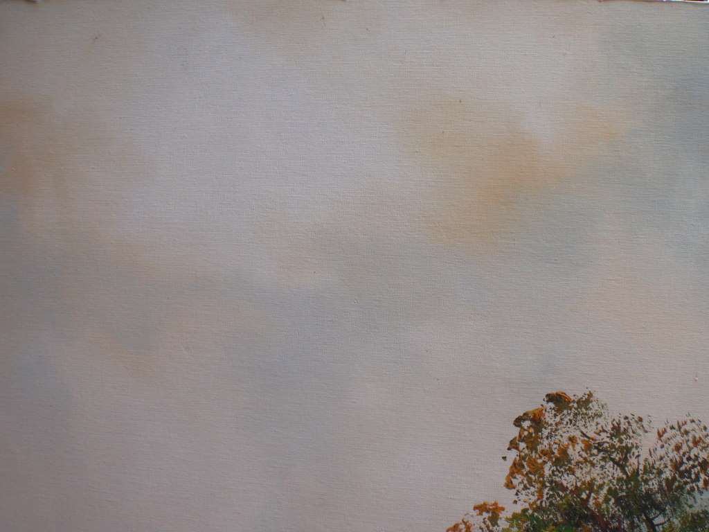 Large original oil painting by the late H.Knauf 1901-1976. Magnificent mountainscape scene.