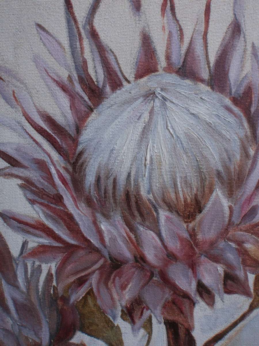 Original Mellisa von Brughan oil on canvas `Fynbos`.  Beautifully painted by well known KZN artist.