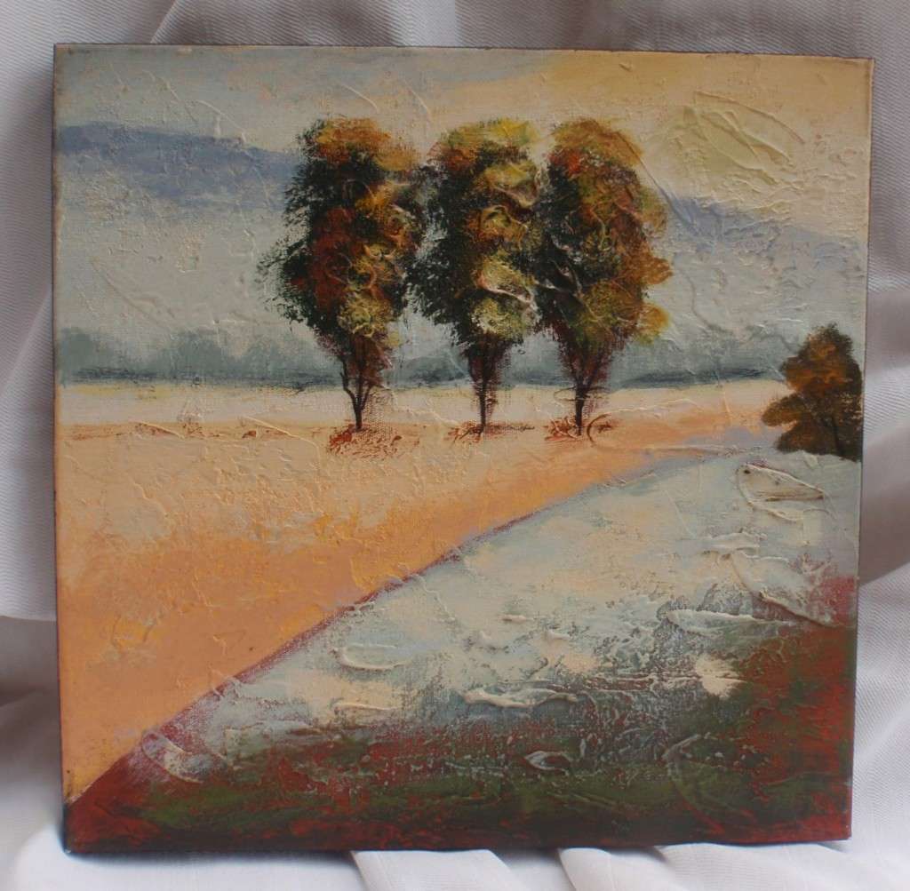 Original oil - minimalist landscape in impressionist style.