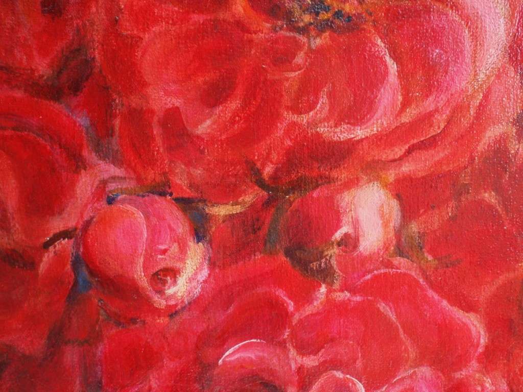 Original oil by Colleen Hamer AWSSA. Red Floribunda Roses. Rich rosey hues, beautiful