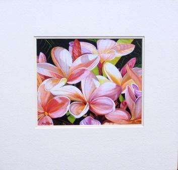 LIMITED EDITION GICLEE - WITH CARD MOUNT - SIGNED BY ARTIST - ARLENE McDADE - 'PINK FRANGIPANI'