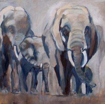 BOLD & BEAUTIFUL 'ELEPHANT HERD' STUNNING IMPRESSIONIST WILDLIFE PAINTING!!! BARGAIN PRICE!!!
