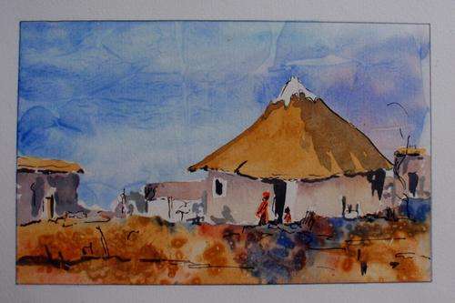 STUNNING ORIGINAL WATERCOLOUR 'AFRICAN SCENE 2'  QUALITY PAPER - DECORATE WITH ORIGINALS!!!