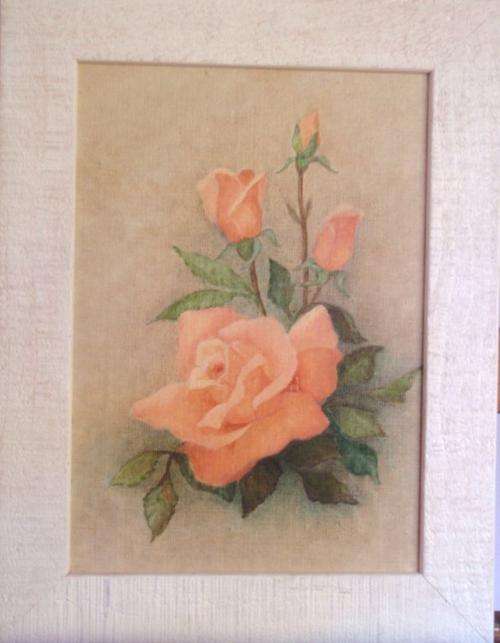 Vintage Original oil 'Soft Peach Roses'