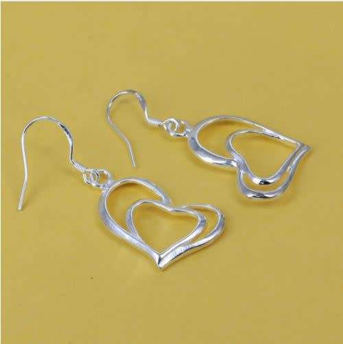 Eternia - 925 Stamped silver, Double Heart Earrings.