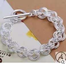 Eternia - 925 stamped Silver three circle round silver chain bracelet