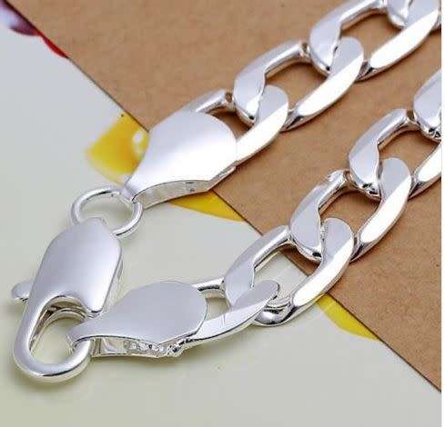 Eternia - 925 stamped 12MM chain men bracelet