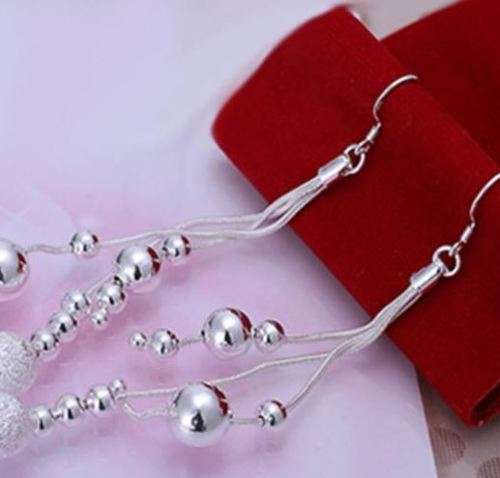 925 Stamped silver beaded earrings