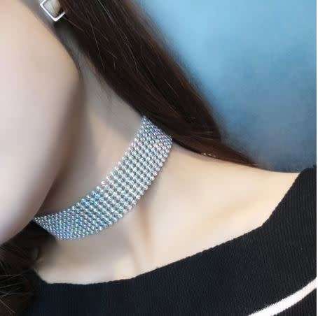 JT - Rhinestone Choker Collar Chain