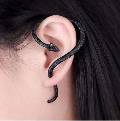 JT - New Snake Earring Ear Cuff 1.5" Over Ear Hook - Black