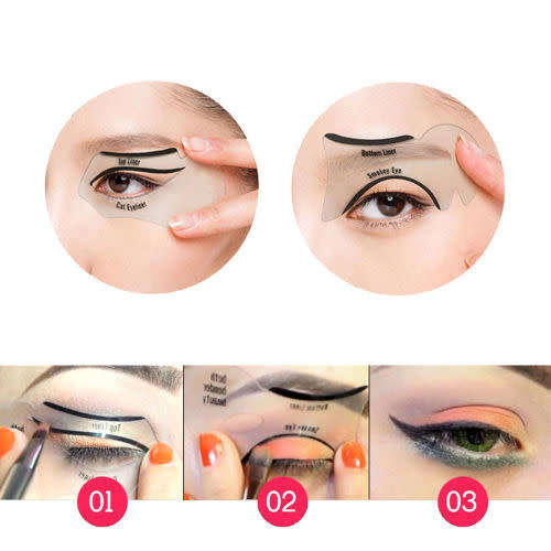 JT - Professional Eyeliner Stencil - Eyeshadow Guide - Smokey Cat -Quick Eye 2 Pcs Makeup Tool Set