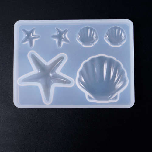 Craftsy - silicone Mould - DIY Jewelry Making - Rectangle with Starfish and shells 85x61mm