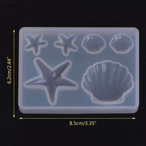 Craftsy - silicone Mould - DIY Jewelry Making - Rectangle with Starfish and shells 85x61mm