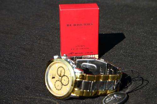 Excellent Gift for HIM Watch & 5ml ORIGINAL Burberry Fragrance