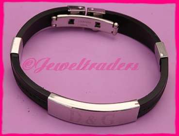 JT - "STAINLESS STEEL" & Rubber Fashion  Bracelet
