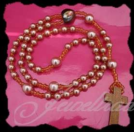 Beautiful Champaign Pearly Catholic Saints Rosery