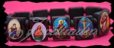 JT - "Black Wood"  Wooden Catholic Saints Bracelet