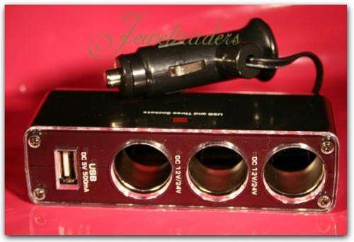 JT - 1 to 3 Port Triple & USB Cigarette Lighter Socket 12V C