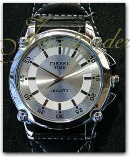 JT - AUTHENTIC "DIESEL TIME" Mens QUARTZ Watch SILVER FACE