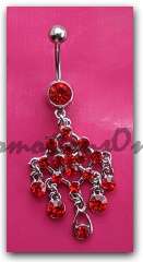 JT - Ruby Red Diamante Detail SURGICAL STEEL  Belly Ring