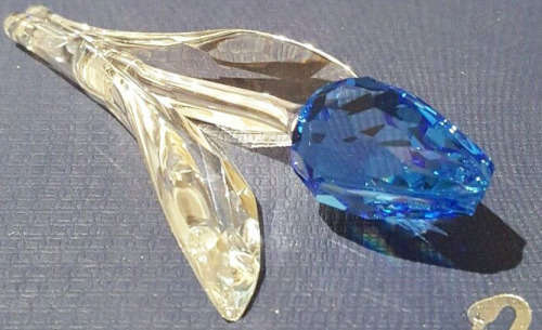 SWAROVSKI CRYSTAL FLOWER / LARGE BLUE TULEP/BOXED RARE RETIRED  #