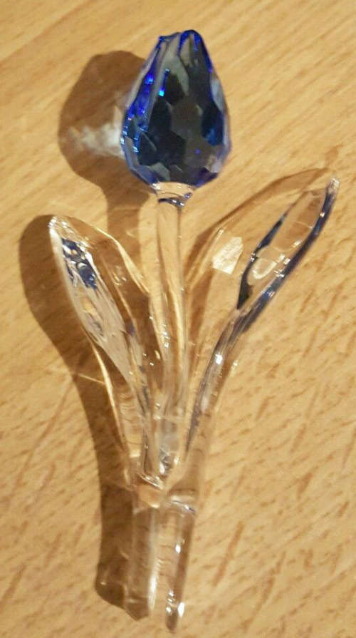 SWAROVSKI CRYSTAL FLOWER / LARGE BLUE TULEP/BOXED RARE RETIRED  #