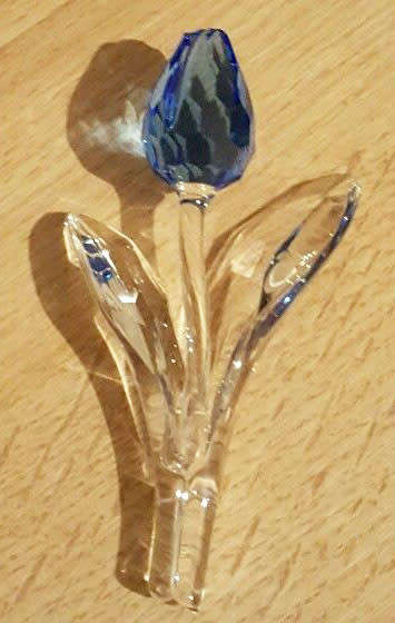 SWAROVSKI CRYSTAL FLOWER / LARGE BLUE TULEP/BOXED RARE RETIRED  #