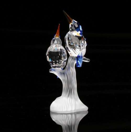 SWAROVSKI CRYSTAL MALACHITE KINGFISHERS 623323 RETIRED RARE