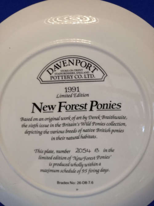 Stunning Davenport "New Forest Ponies" Horse Plate LTD *
