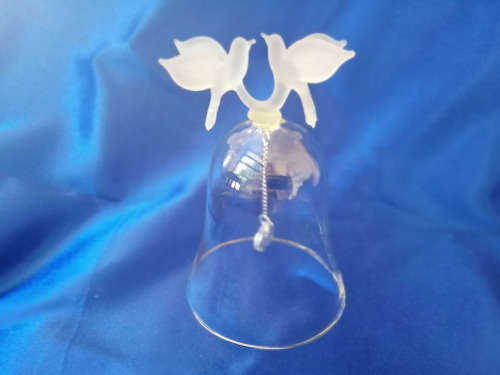 Lalique Style Large Glass bell with Frosted Birds  #