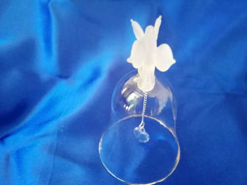 Lalique Style Large Glass bell with Frosted Birds  #