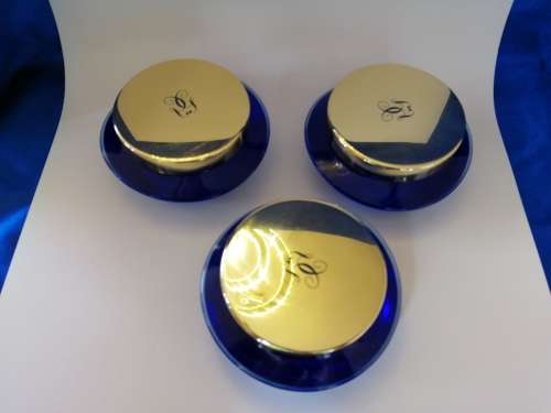 Three Beautiful "Guerlaine Paris" Cobalt Blue Jars