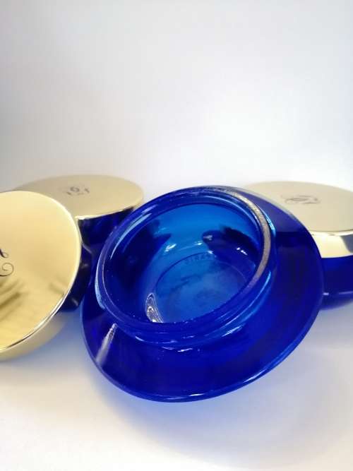 Three Beautiful "Guerlaine Paris" Cobalt Blue Jars