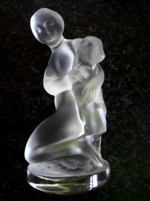 Lalique Frosted Crystal Figurine "Diane the Huntress Holding a Fawn"
