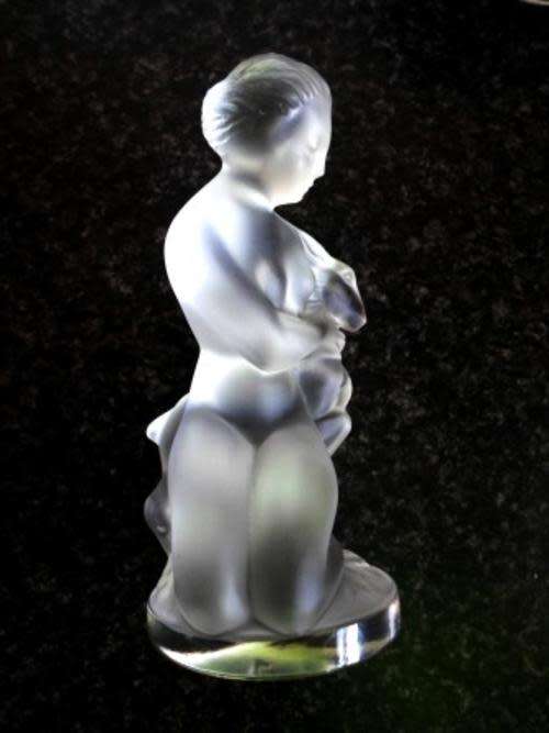 Lalique Frosted Crystal Figurine "Diane the Huntress Holding a Fawn"