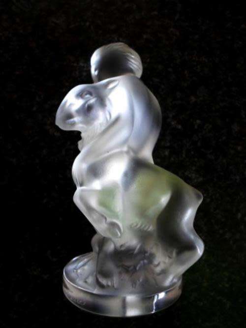 Lalique Frosted Crystal Figurine "Diane the Huntress Holding a Fawn"