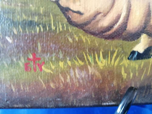 Unusual Victorian Signed Oil on Canvas of a Prize Pig *