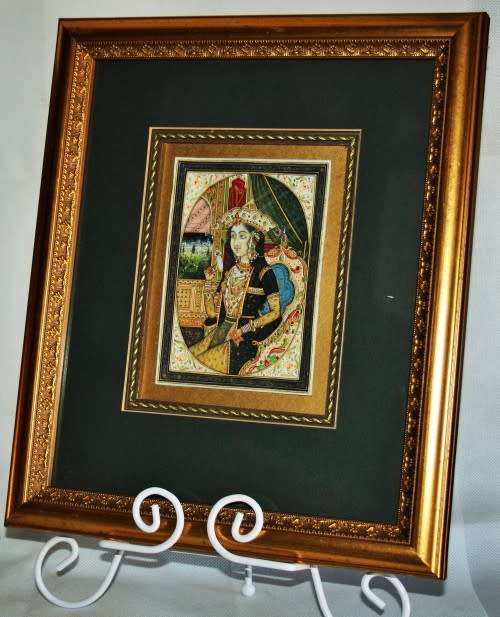 Mughal rare pair of genuine framed miniature paintings of Mughal Shah Jahan & Mumtaz Mahal
