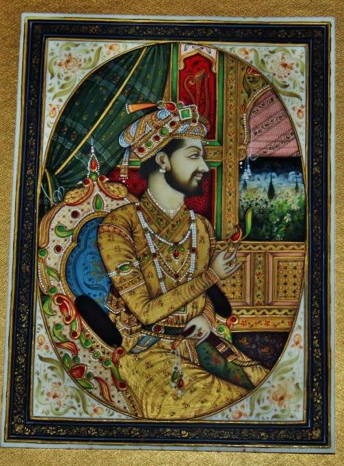 Mughal rare pair of genuine framed miniature paintings of Mughal Shah Jahan & Mumtaz Mahal