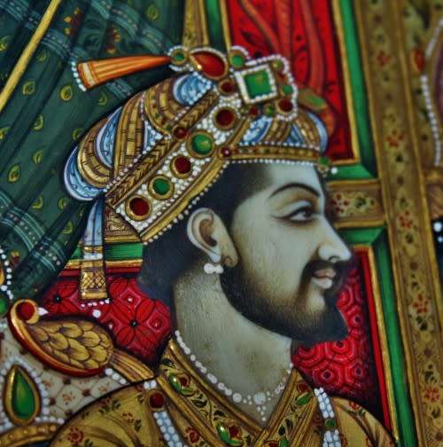 Mughal rare pair of genuine framed miniature paintings of Mughal Shah Jahan & Mumtaz Mahal