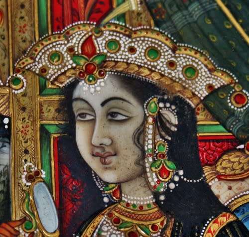 Mughal rare pair of genuine framed miniature paintings of Mughal Shah Jahan & Mumtaz Mahal