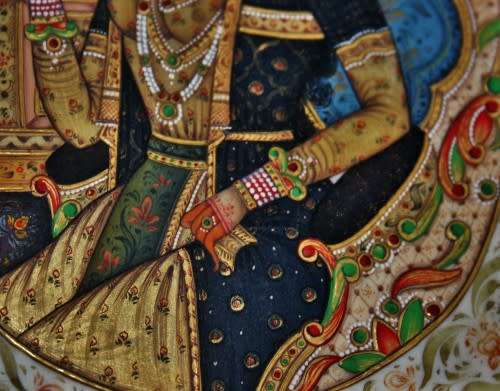 Mughal rare pair of genuine framed miniature paintings of Mughal Shah Jahan & Mumtaz Mahal